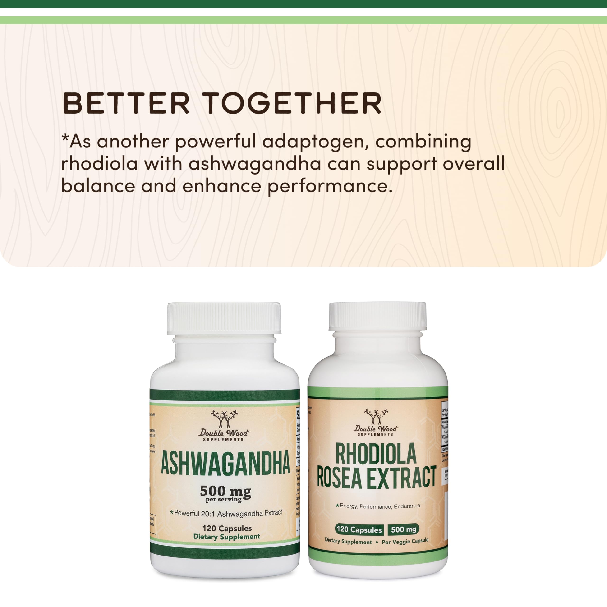 Vegetarian, gluten-free Ashwagandha from Double Wood.