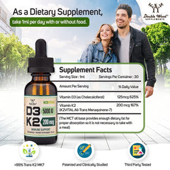 Double Wood Vitamin D3 K2 drops dropper close-up for reliable servings.