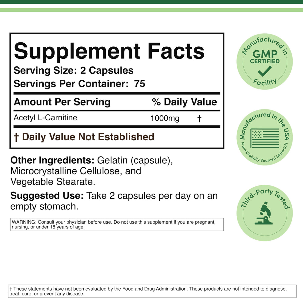 Double Wood Acetyl L-Carnitine bottle on shelf conveying trust and value