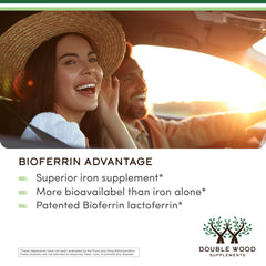 Bioferrin lactoferrin label showcasing patent-backed formula and consistency