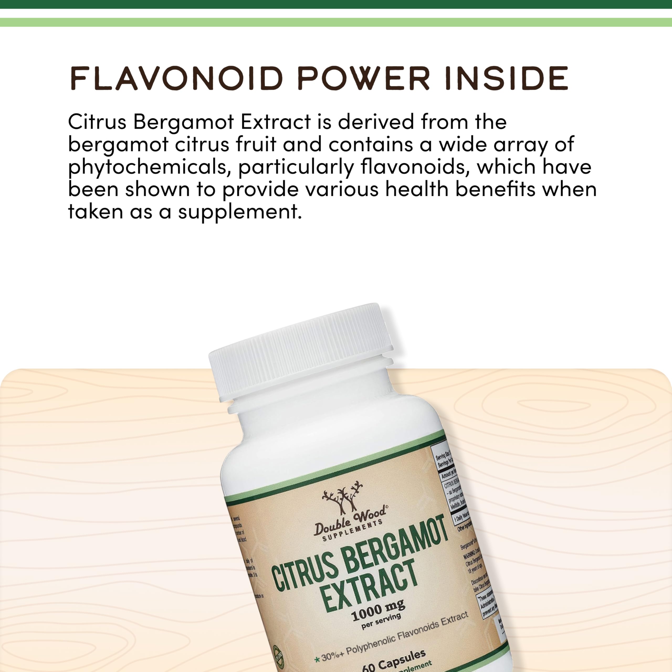 Double Wood clinical-strength bergamot formula visual conveys potent heart health support