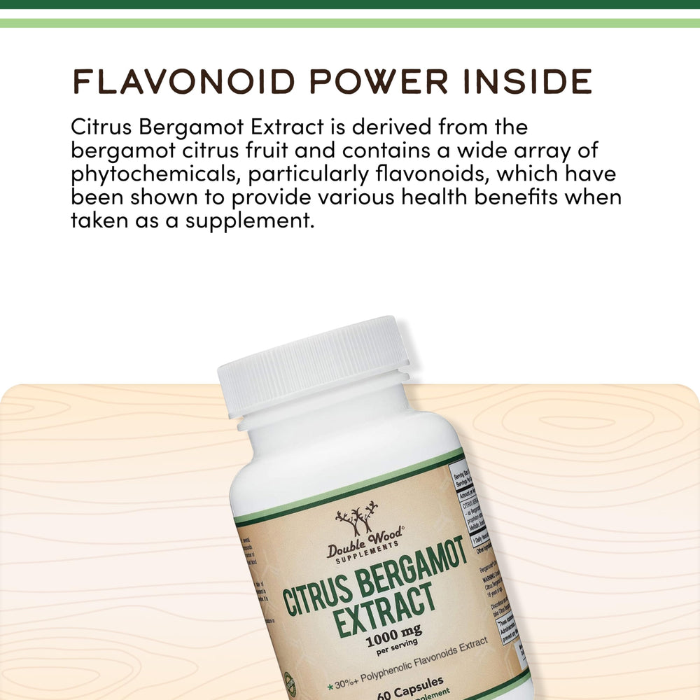 Double Wood clinical-strength bergamot formula visual conveys potent heart health support