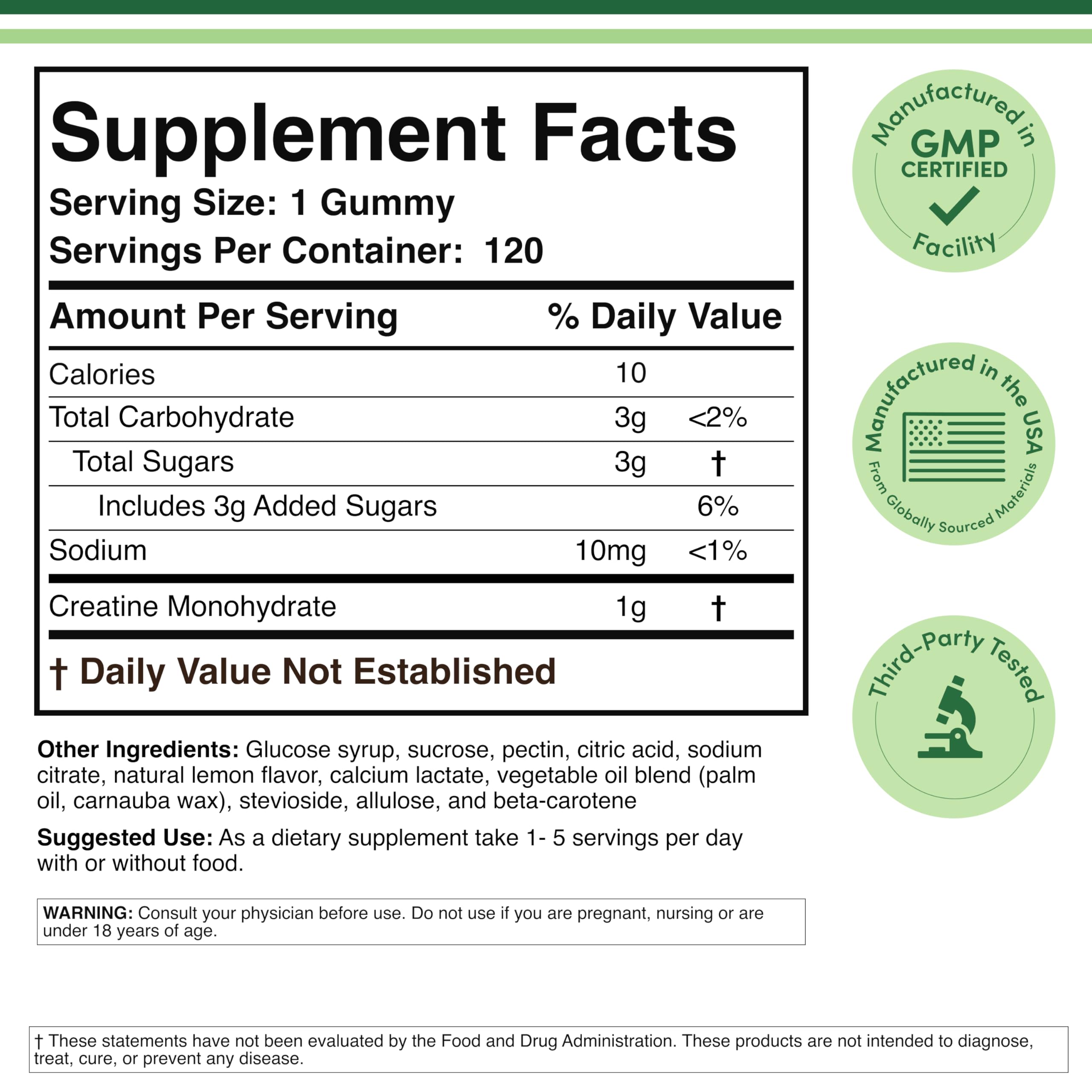 Double Wood Creatine Monohydrate Gummies gummy serving 1g for precise workout dosing
