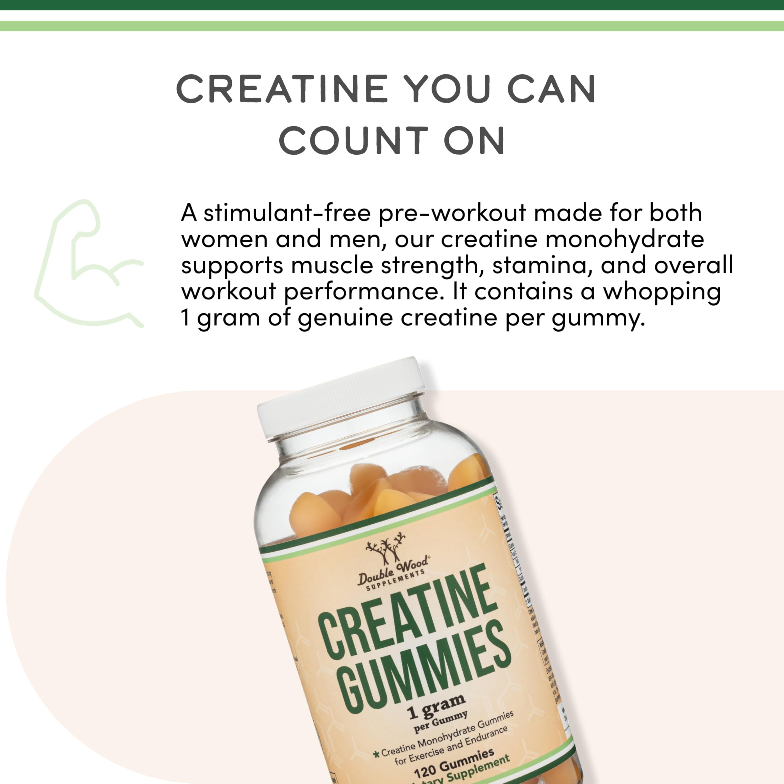 Double Wood Creatine Monohydrate Gummies vegan-friendly formula supports lifestyle choices