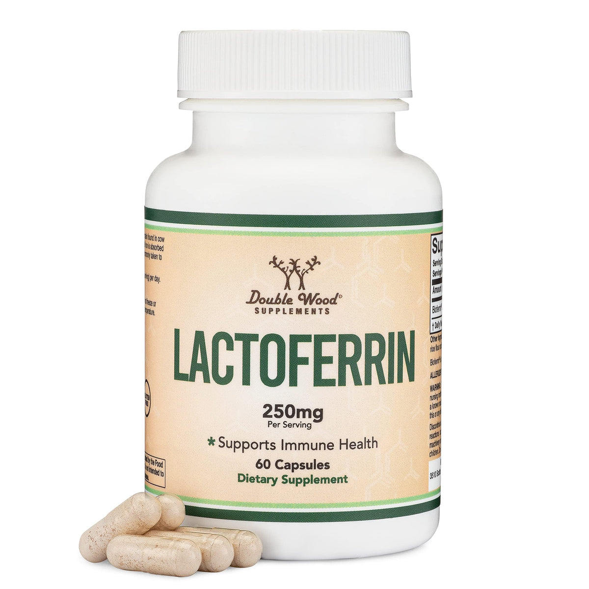 Double Wood Supplements Bioferrin Lactoferrin bottle ready for daily iron support