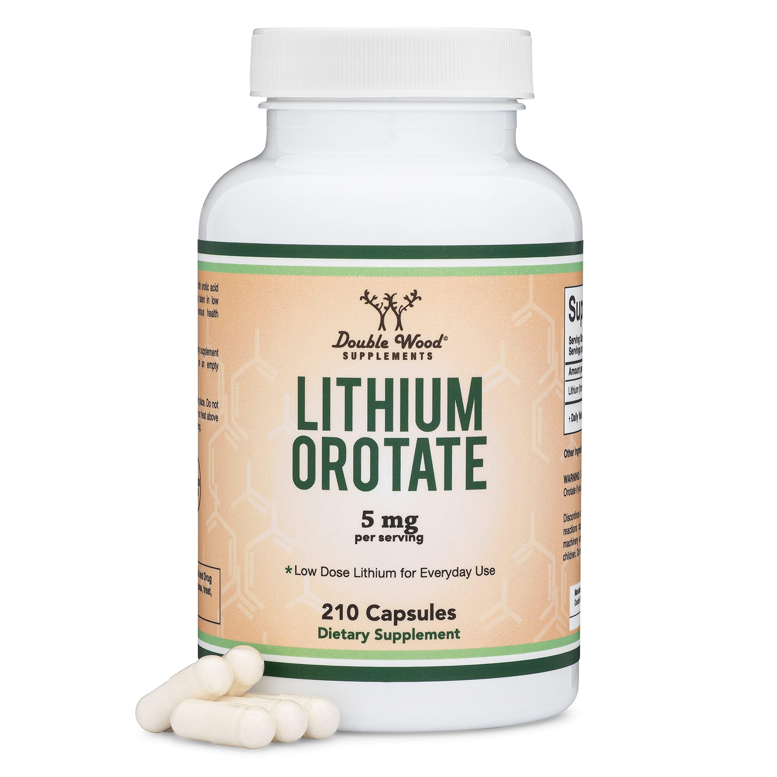 Double Wood Lithium Ootate bottle front for daily mood support.
