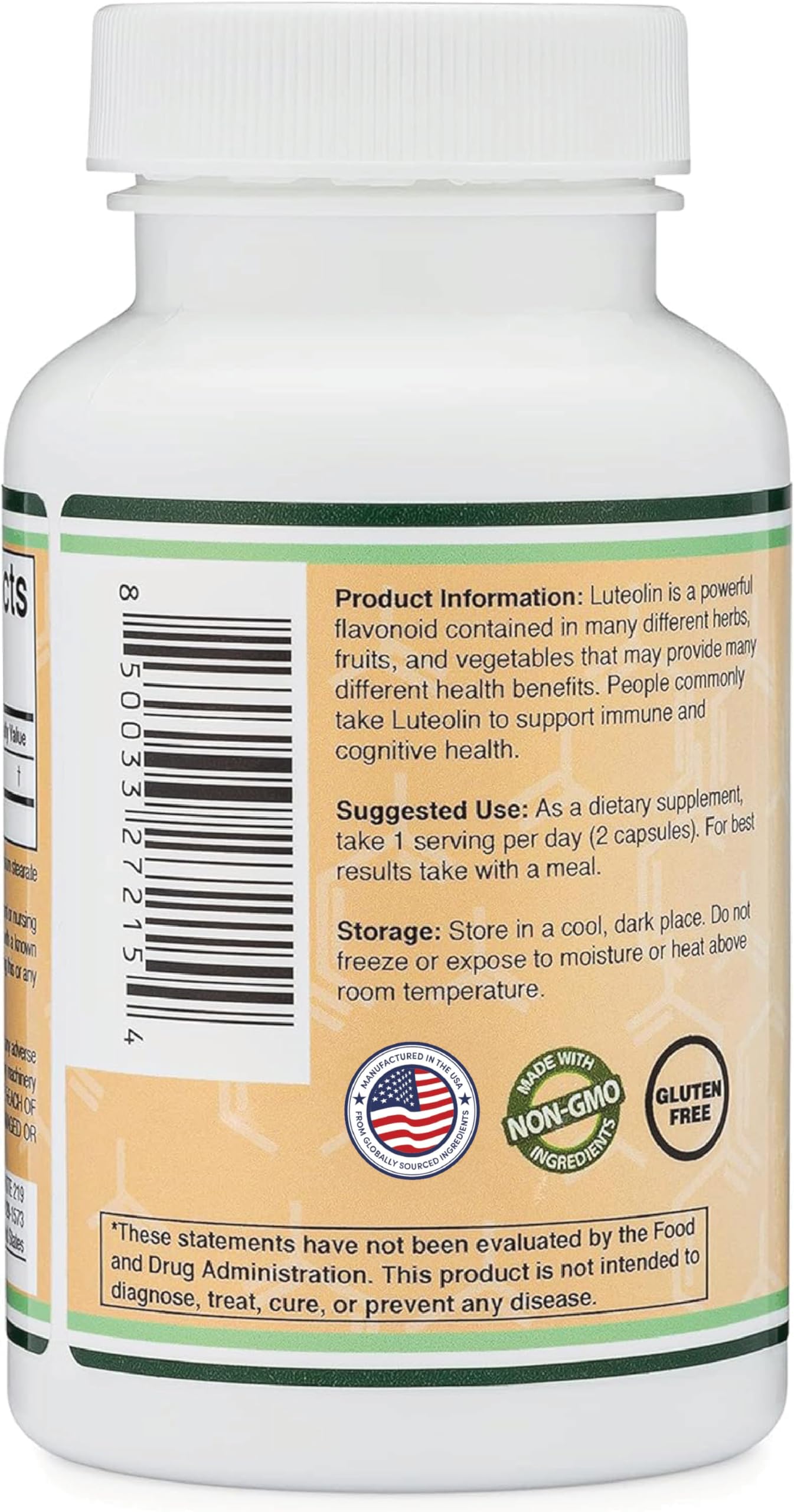 Double Wood Luteolin packaging image emphasizing value and purity.
