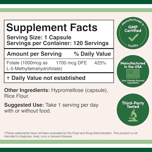 Double Wood Methylfolate capsules close-up, vegan, Non-GMO and gluten-free.