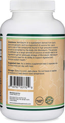 Double Wood Monolaurin label emphasizing coconut derived ingredients