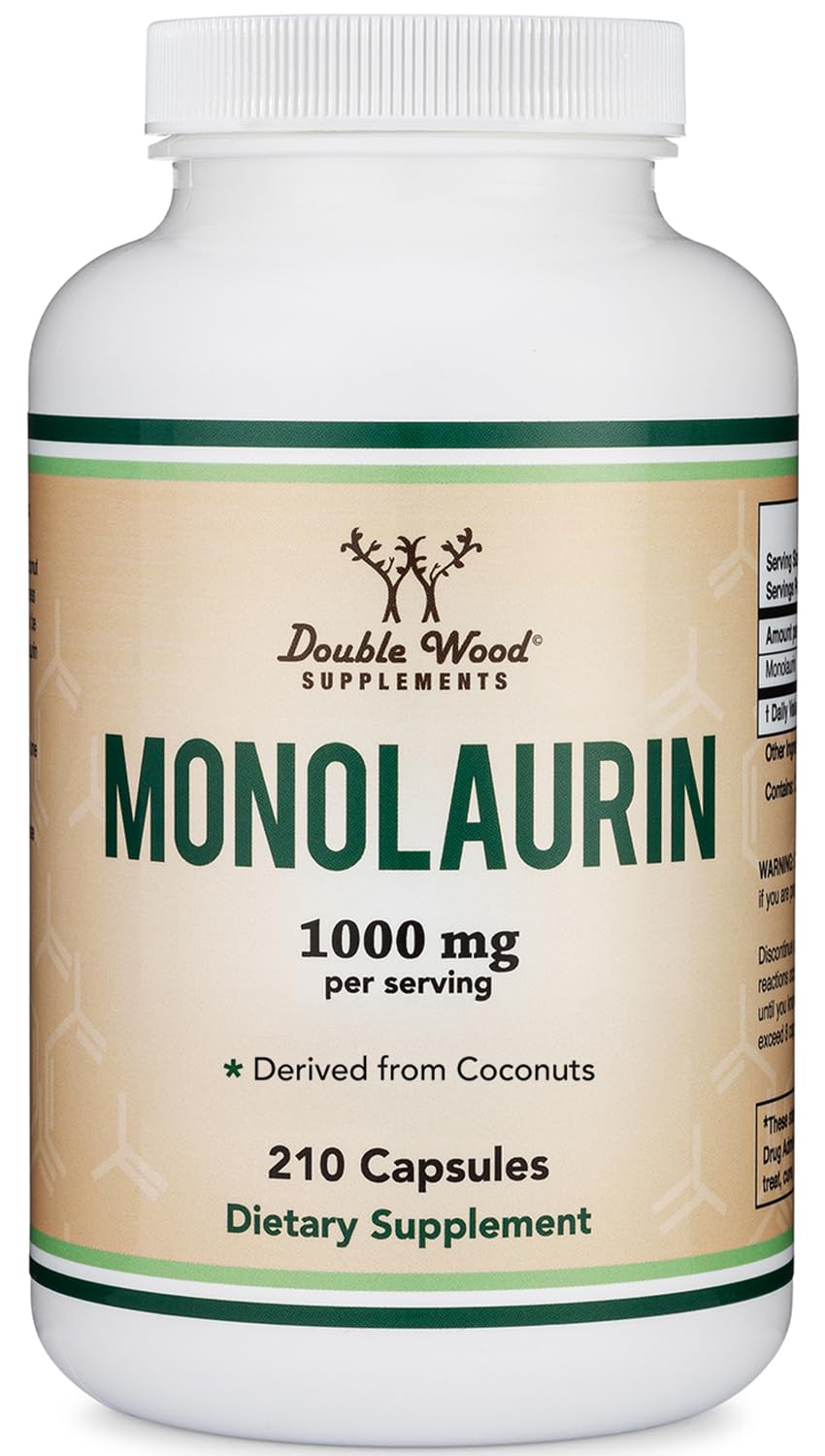 Double Wood Monolaurin packaging on shelf made in USA