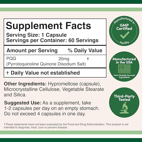Double Wood PQQ capsules close-up highlights vegan-friendly formulation for mitochondria support.