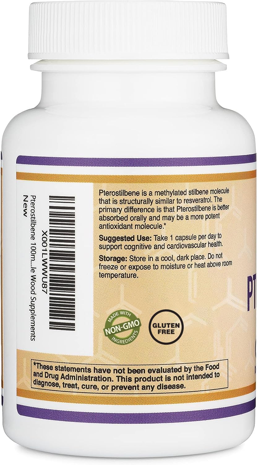 Double Wood Pterostilbene third-party testing badge indicating quality verification