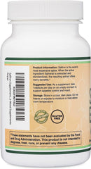 Double Wood Saffron vegan capsules bottle emphasizing eye and mood potential