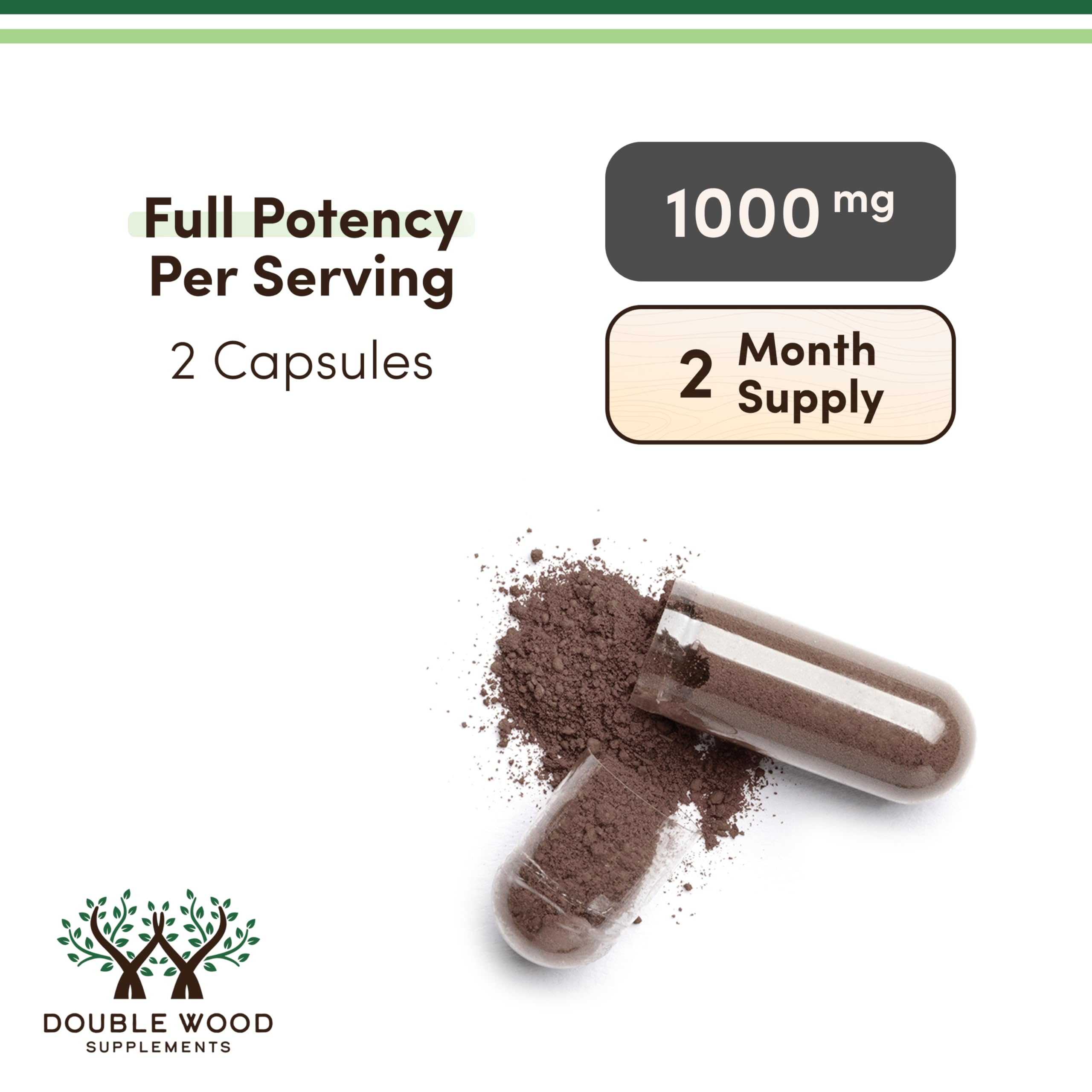 Serving size information on Double Wood Shilajit label for easy daily use.