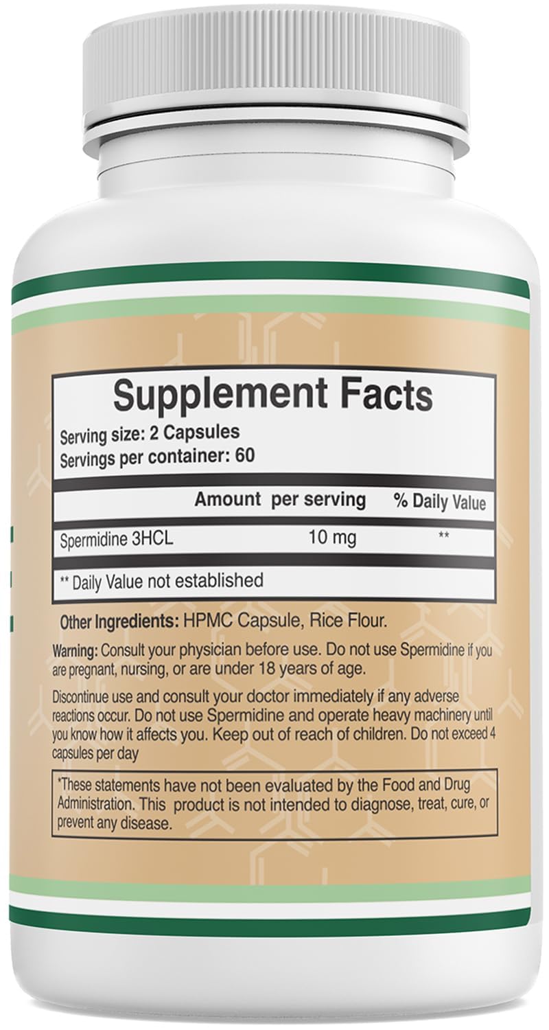 Third-party testing seal on Double Wood Spermidine bottle signals quality
