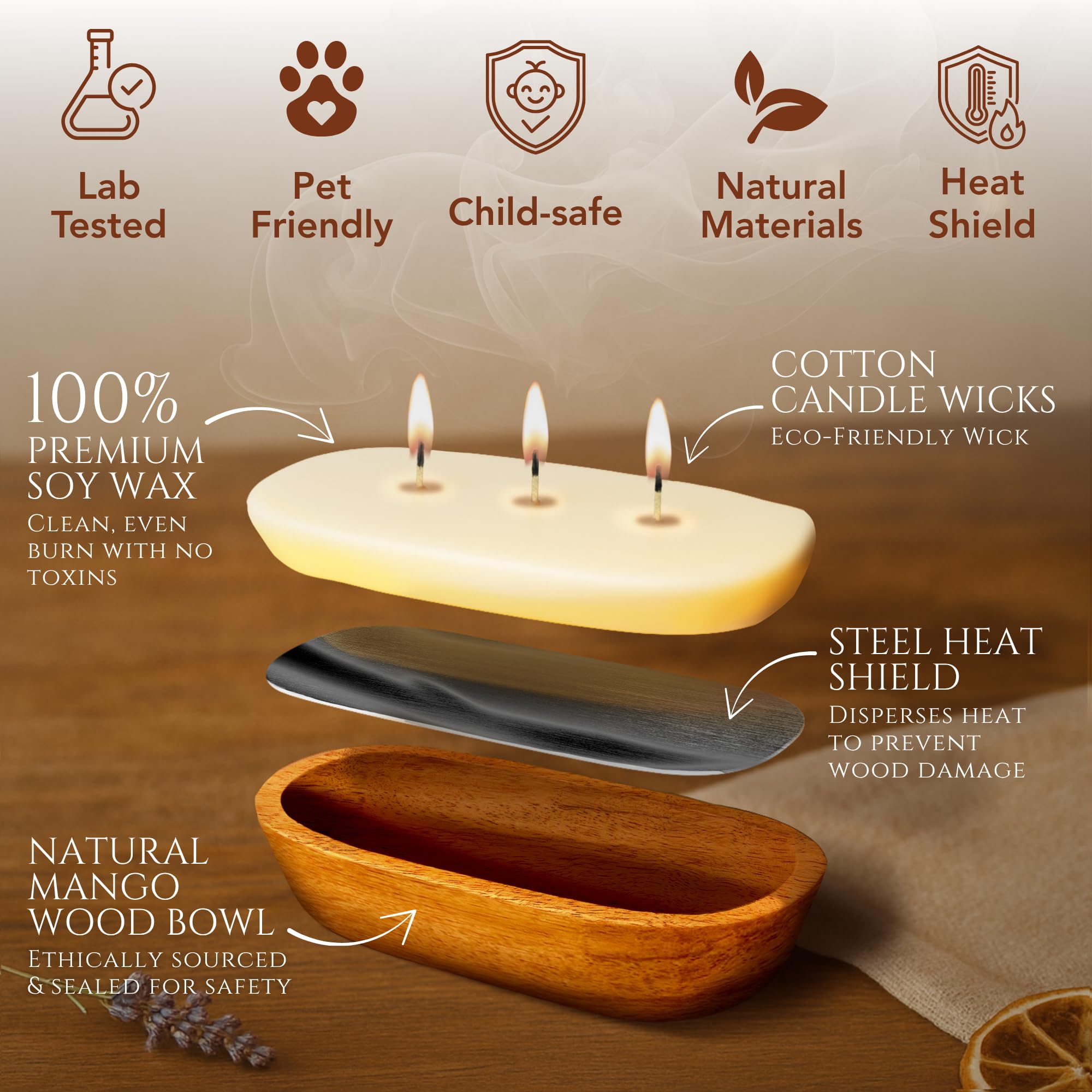 Dough Bowl Candle Co. 3-wick burn time supports long, cozy evenings.