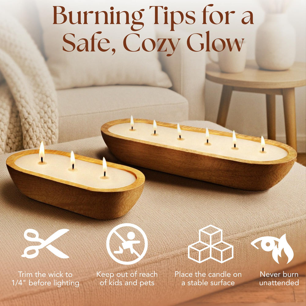 Dough Bowl Candle Co. farmhouse decor bowl doubles as a decorative centerpiece.