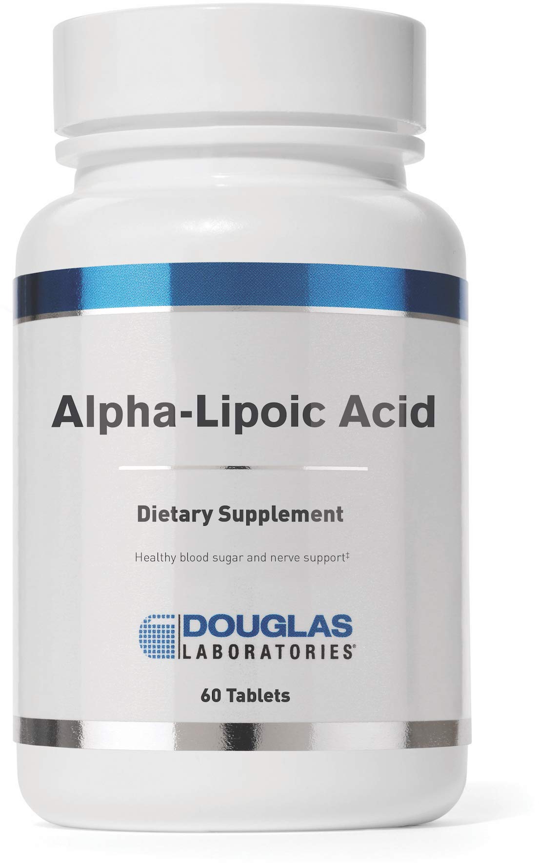 Douglas Laboratories Alpha-Lipoic Acid tablets in bottle for daily antioxidant support.