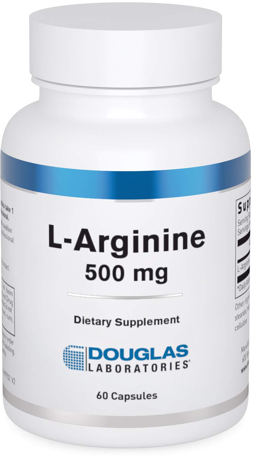 Douglas Laboratories L-Arginine 500 mg bottle with capsules for daily wellness.