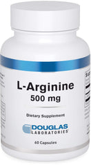 Douglas Laboratories L-Arginine 500 mg bottle with capsules for daily wellness.
