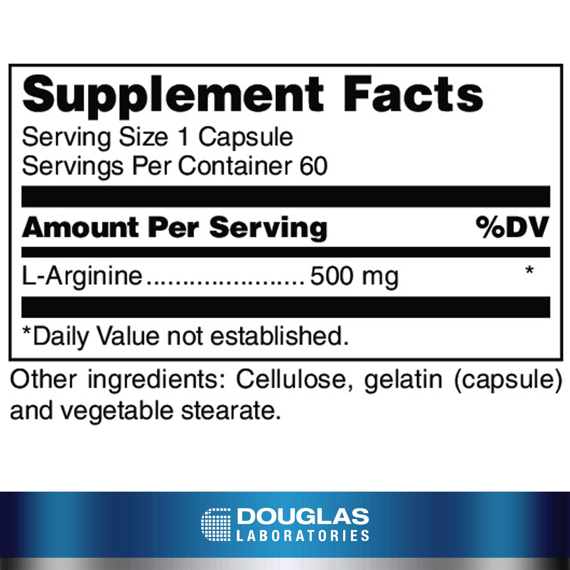 L-Arginine capsules in Douglas Laboratories packaging for everyday use.