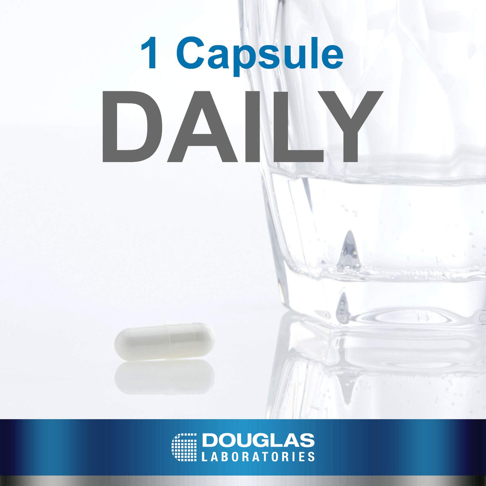 Close-up of Douglas Laboratories L-Arginine bottle label for clear ingredient details.