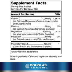 Douglas Laboratories Ascorbplex 1000 bottle label showing mineral buffering.