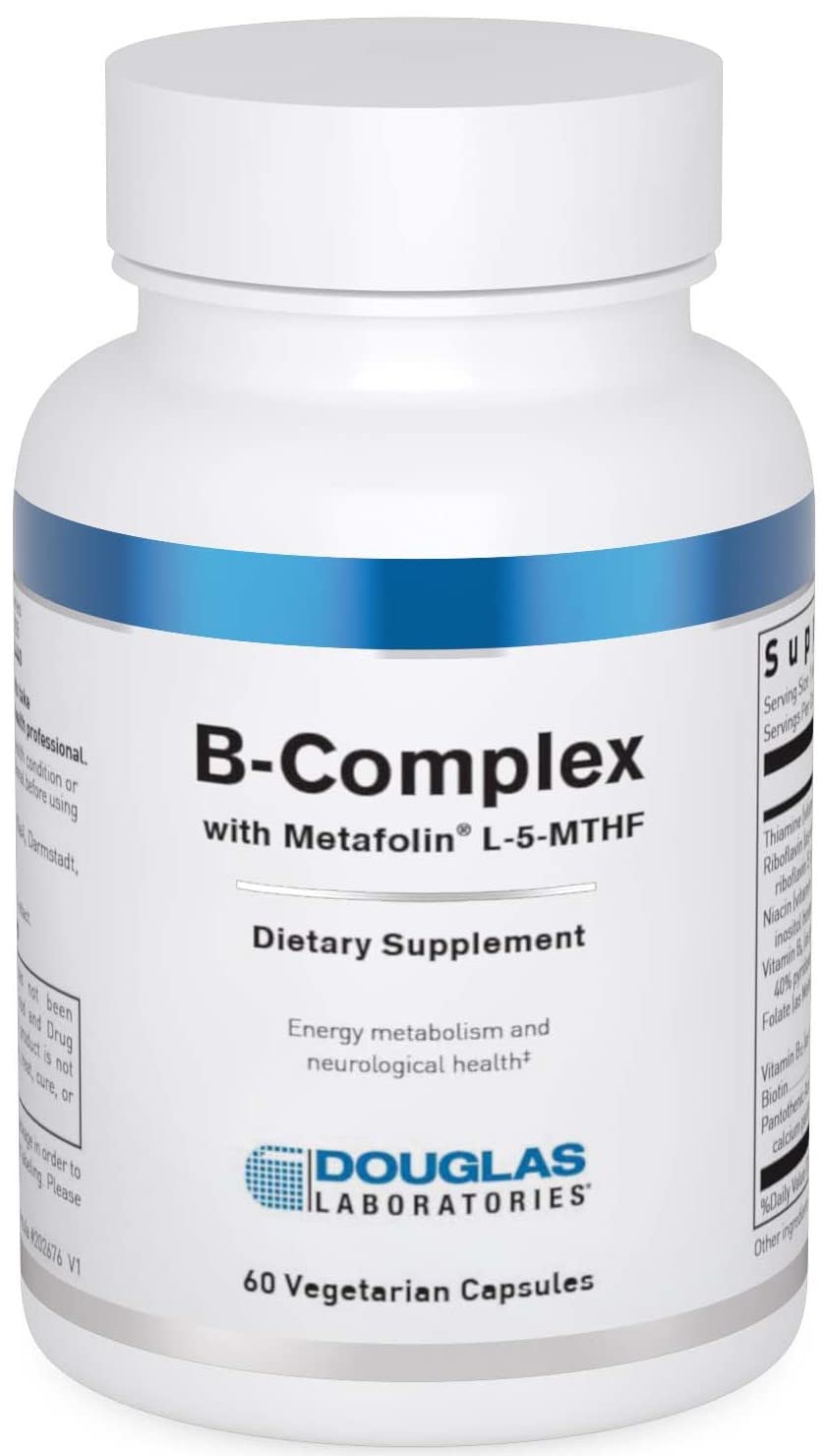 Douglas Laboratories B-Complex Metafolin bottle view highlighting energy metabolism support.