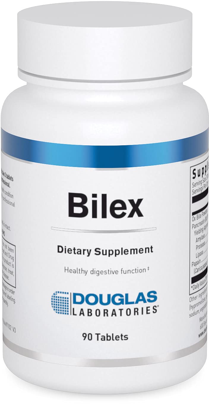 Douglas Laboratories Bilex bottle front showing everyday digestive support with enzyme blend
