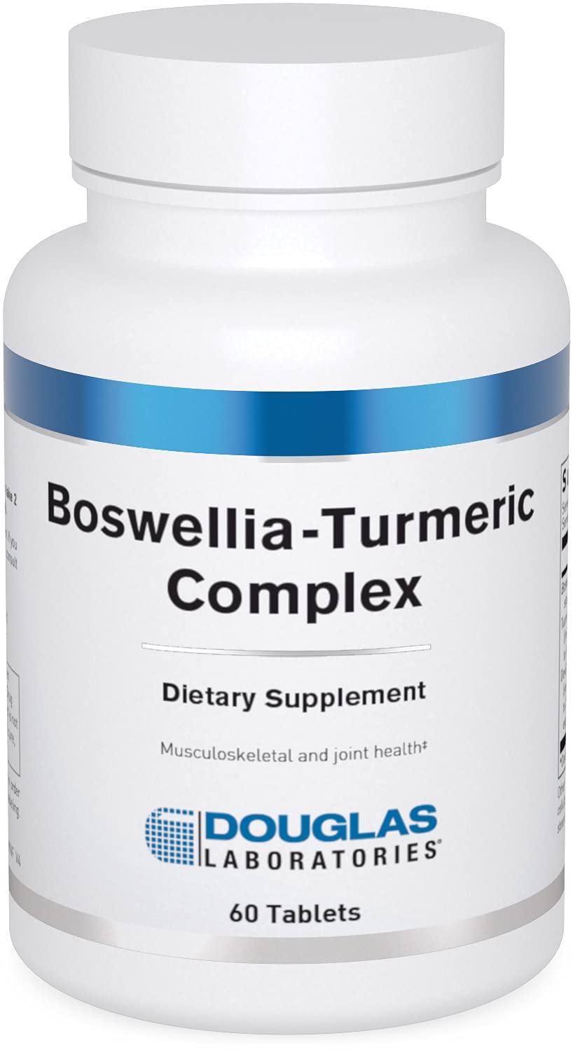 Douglas Laboratories Boswellia-Turmeric Complex bottle front promoting joint comfort after activity