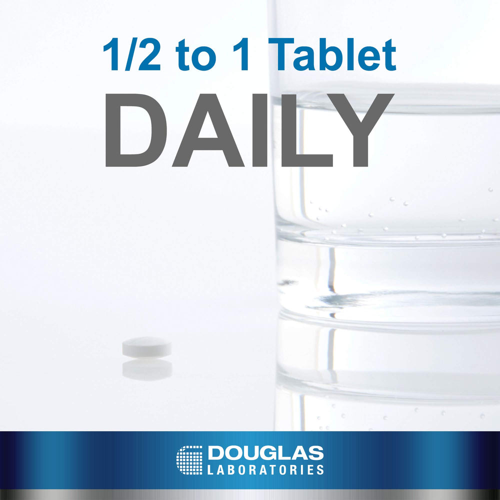 Douglas Laboratories DHEA 25 mg dissolvable tablets closeup demonstrates micronized, fast-absorption form
