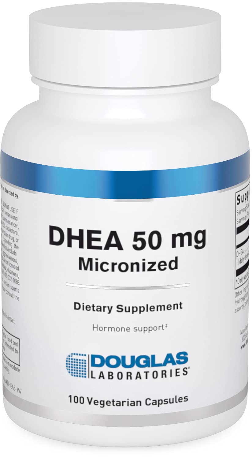 Douglas Laboratories DHEA 50 mg capsules in bottle suggest hormone balance and immune support