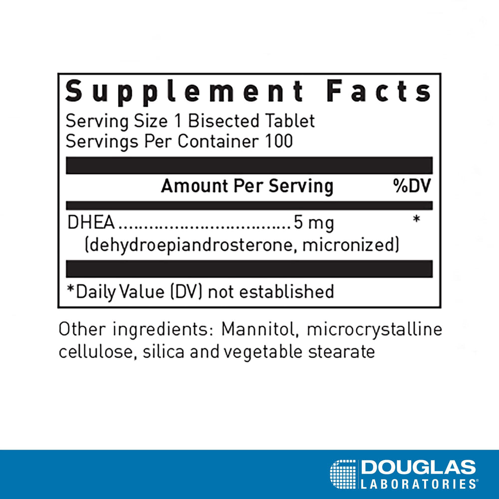 Douglas Laboratories DHEA 5 mg dissolvable tablets dissolving in mouth for easy ingestion