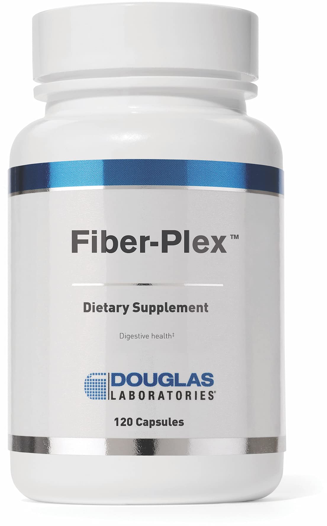 Douglas Laboratories Fiber-Plex bottle displaying grain-free fiber for bowel regularity.