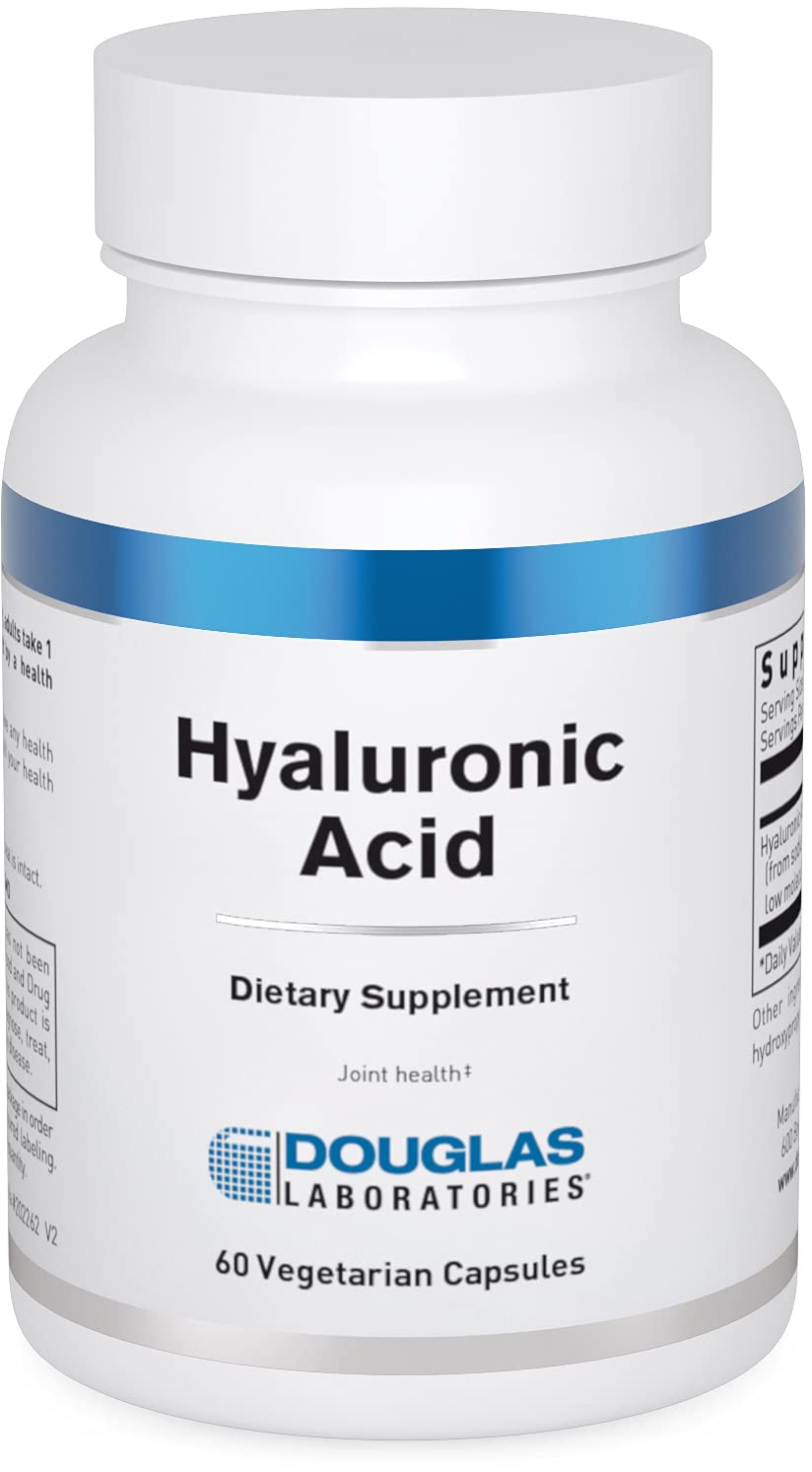 Douglas Laboratories Hyaluronic Acid bottle indicating joint and skin support.