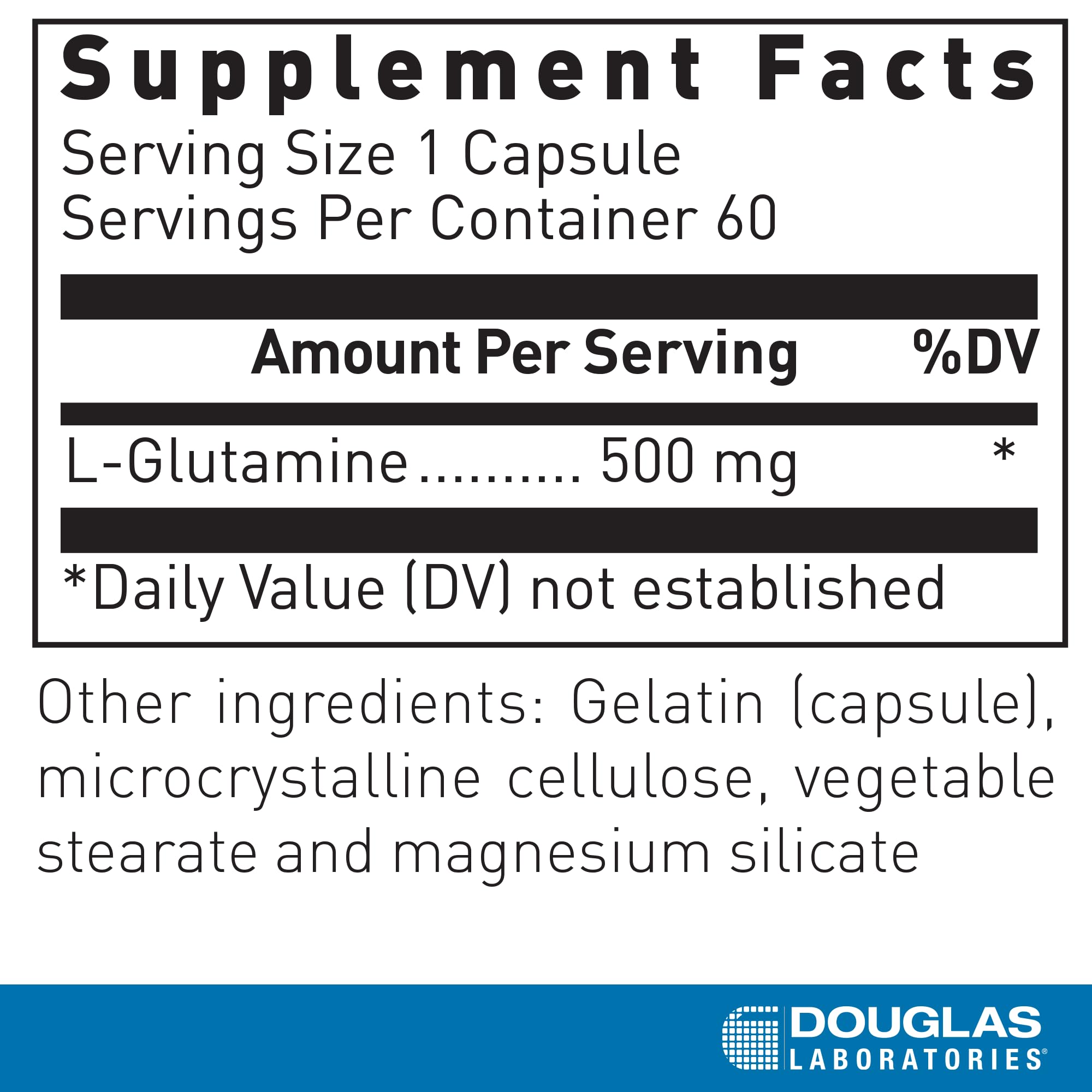 Douglas Laboratories L-Glutamine capsules for convenient daily GI support.