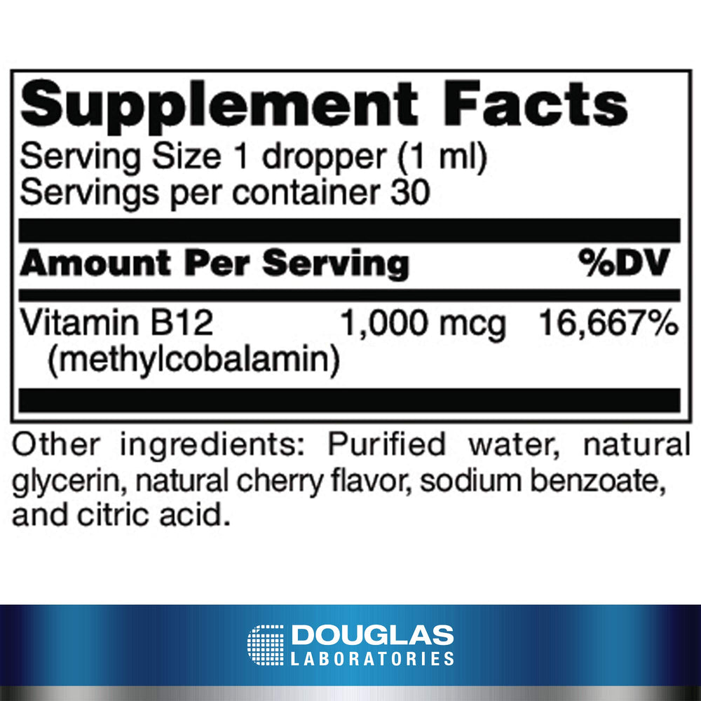 Douglas Laboratories Liquid B12 dropper for easy, flexible daily dosing.