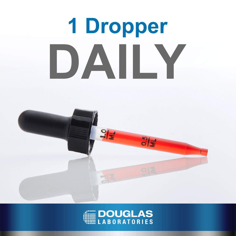 Douglas Laboratories Liquid B12 label highlights methylcobalamin content for bioavailable absorption.