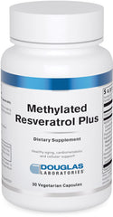 Douglas Laboratories Methylated Resveratrol Plus bottle suggests cardiovascular and cellular health potential