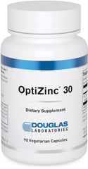 Douglas Laboratories Opti Zinc 30 mg bottle with capsules for immune and skin support.