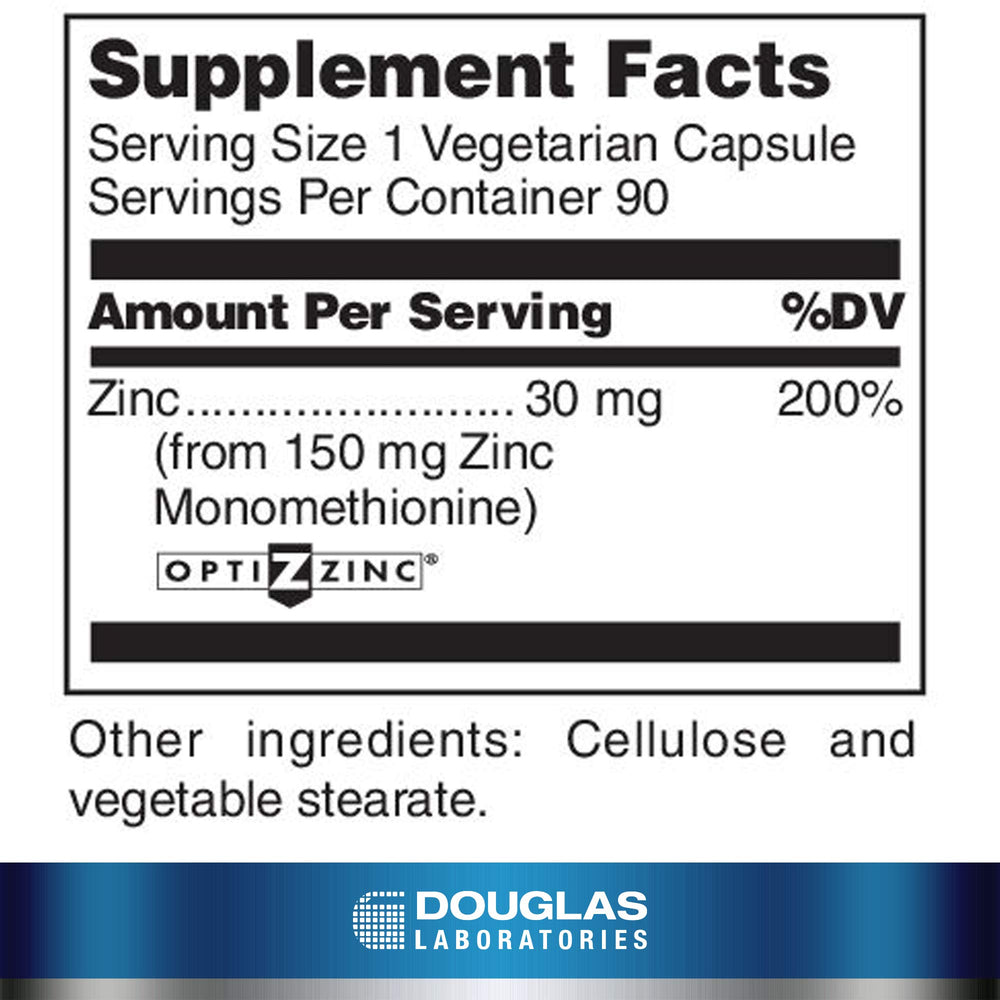 Close-up of Opti Zinc 30 mg capsules highlighting antioxidant role.