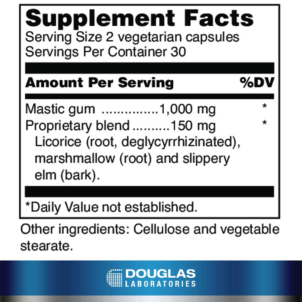 Douglas Laboratories Pylori-Plex bottle side shows daily capsule count