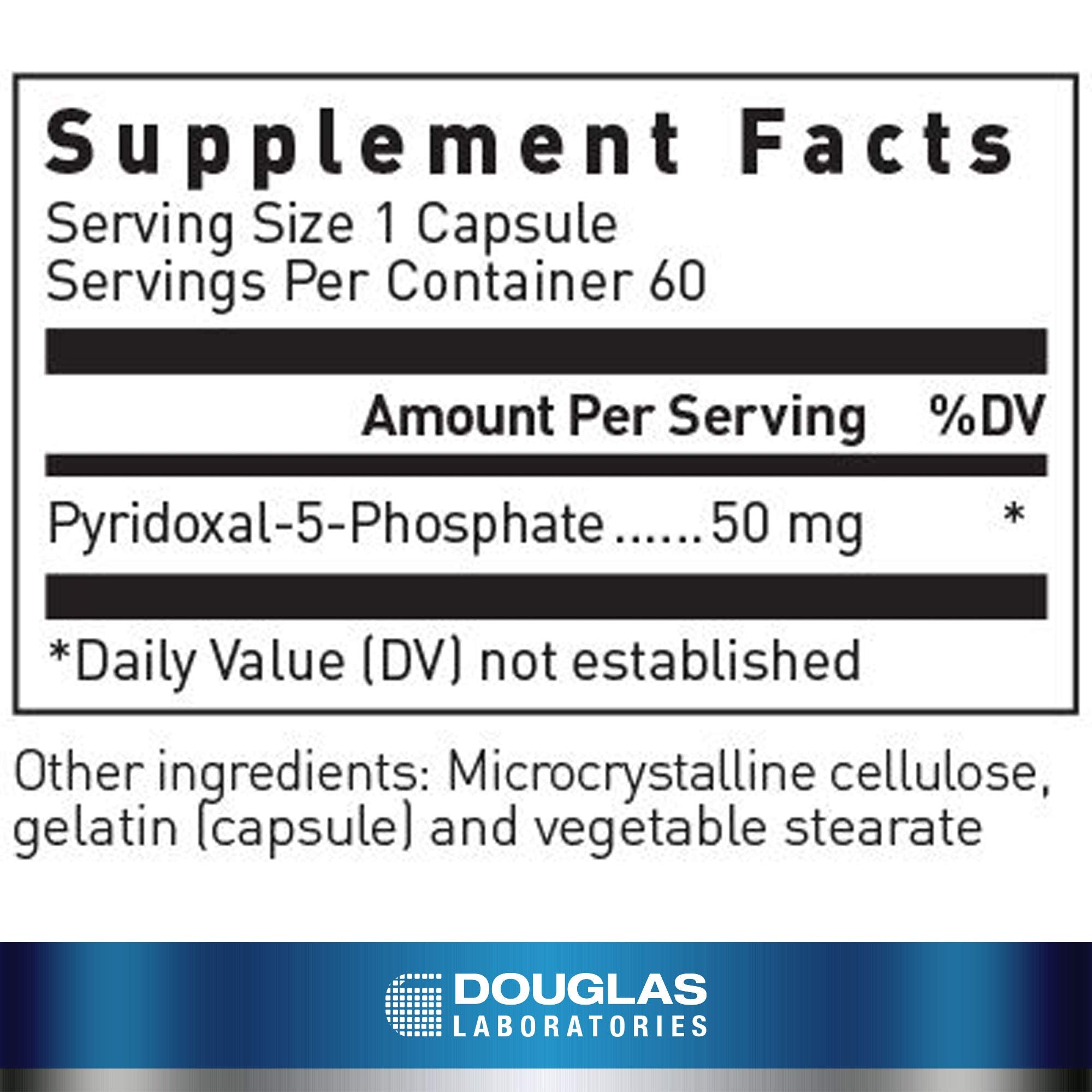 Douglas Laboratories Pyridoxal-5-Phosphate capsules close-up highlighting compact daily-use