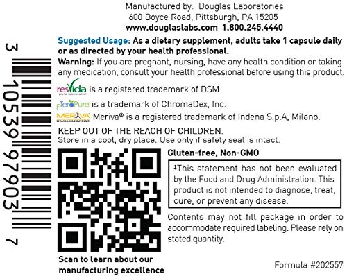 Douglas Laboratories resveratrol-curcumin-vitamin D blend capsules support cardiometabolic health