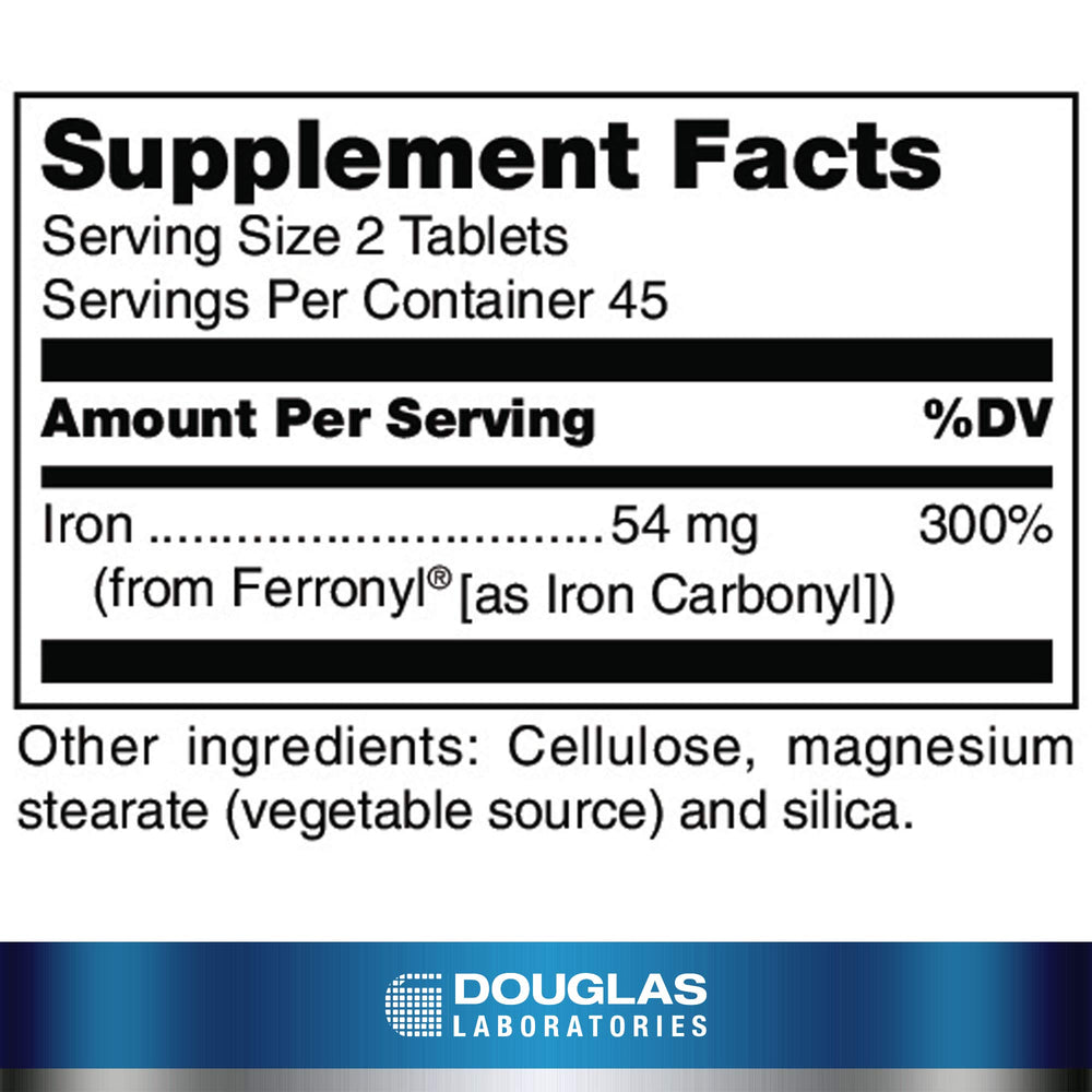 Douglas Laboratories Timed Released Iron tablets close-up for daily energy support