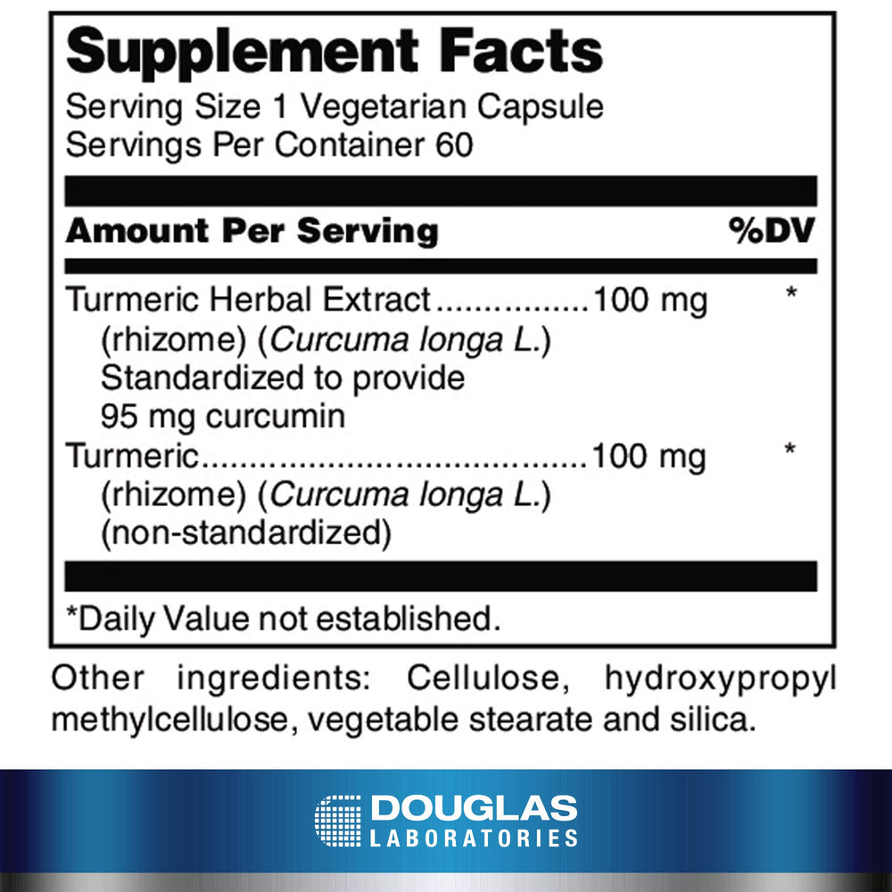 Douglas Laboratories Turmeric Max-V bottle side view highlighting capsules
