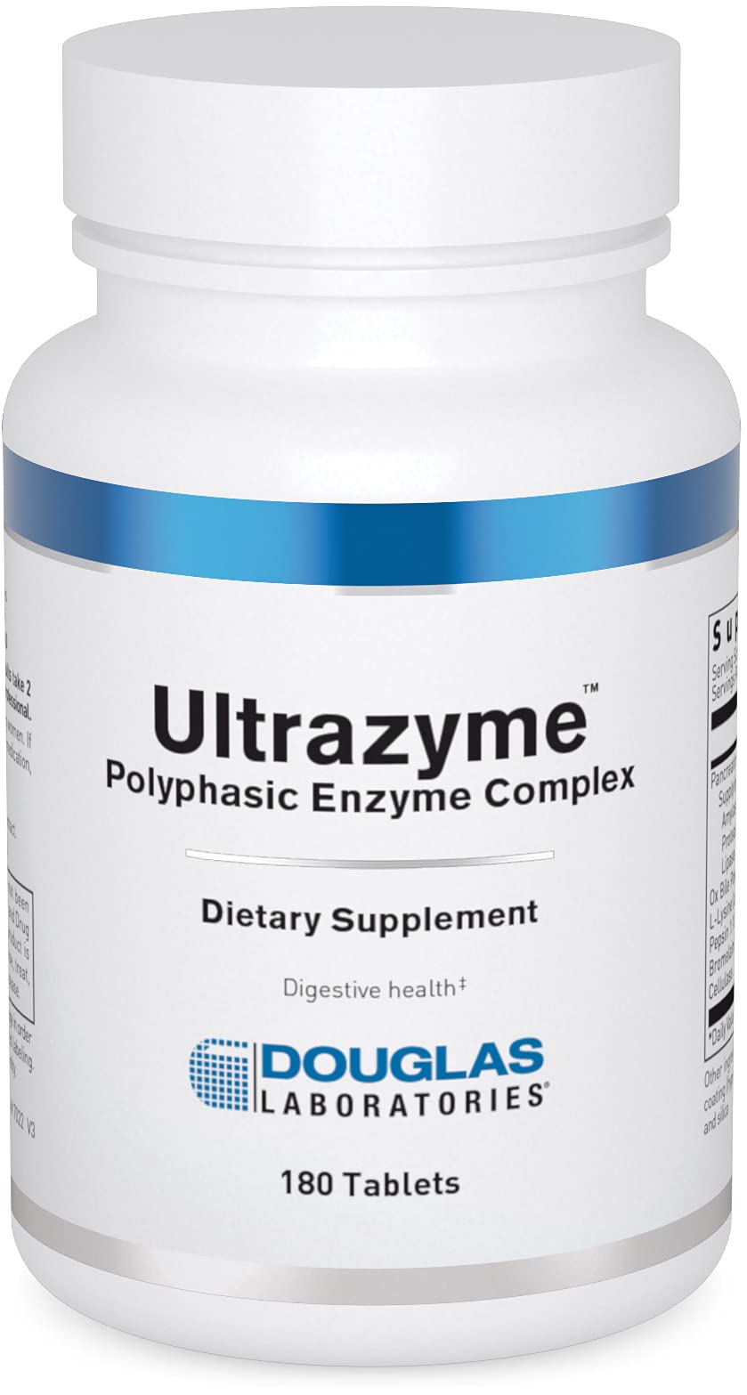 Douglas Laboratories Ultrazyme bottle front view highlighting protein digestion support.
