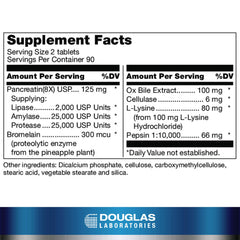 Douglas Laboratories Ultrazyme bottle side view for easy daily use.