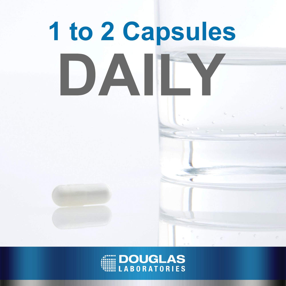 Capsules of Douglas Laboratories Calcium D-Glucarate illustrate easy daily use