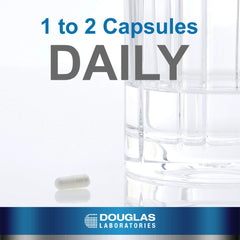 Douglas Laboratories DHEA 10 mg capsule label detail highlighting clean, non-GMO formulation.